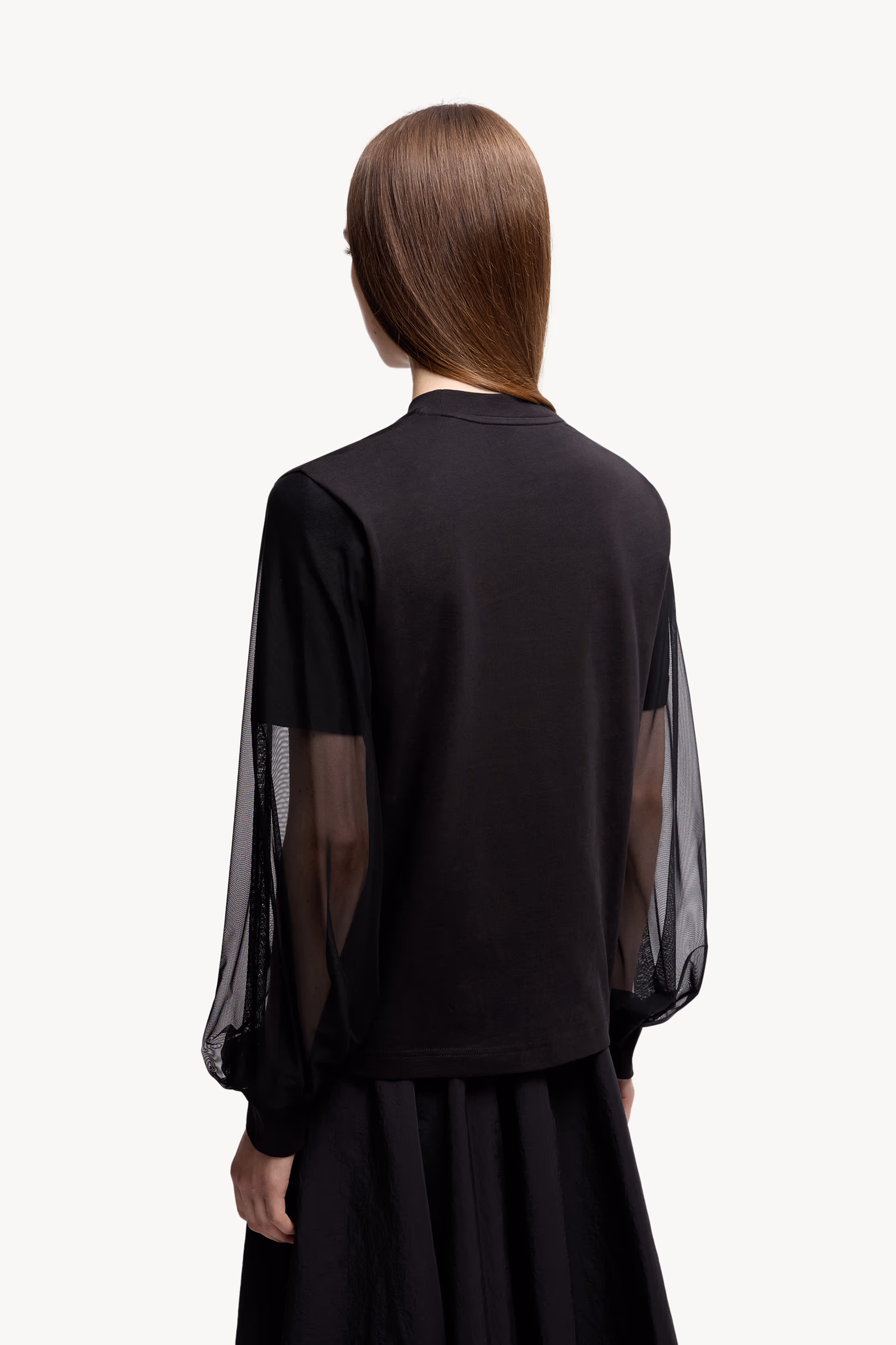 Tulle Long Sleeve Top Women Black Moncler 5